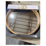 Round Decorative Wall Mirror Wood Barrel Frame - Threshold