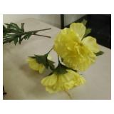 Faux flowers and 2 wicker baskets