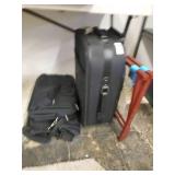 Suitcase,2 luggage satchels and luggage stand