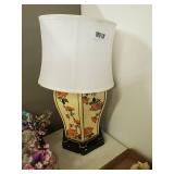 Large hand painted table lamp w/shade- heavy! 23" H