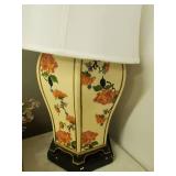 Large hand painted table lamp w/shade- heavy! 23" H