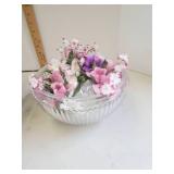 2 decorative bowls w/faux flowers