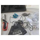 Plastic organizers, extension cord, power strip, alarm clock and more!