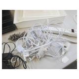 Plastic organizers, extension cord, power strip, alarm clock and more!