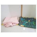 Round table cloth, shower curtain and small rug