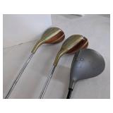 (3) Driver golf clubs & 8 1/2 M golf shoes