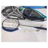 Slazenger tennis racket, Tecno pro tennis racket, tennis racket carry bag, & badminton