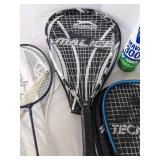 Slazenger tennis racket, Tecno pro tennis racket, tennis racket carry bag, & badminton