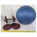 Weights & exercise ball w/sand in it