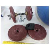 Weights & exercise ball w/sand in it