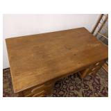 Wells made vintage office desk solid wood w/wooden office chair 61" W x 34" D x 30 1/2" H