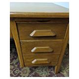 Wells made vintage office desk solid wood w/wooden office chair 61" W x 34" D x 30 1/2" H