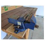 Wooden work bench w/swivel base bench vise 4" 58" W x 27 1/2" D x 38" H