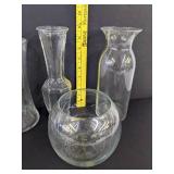 (4) Tall vases & (1) Round vase