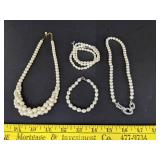 (2) Pearl necklaces & bracelets