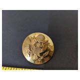 (2) WWII U.S. Military army enlisted screw back cap eagle badge pin