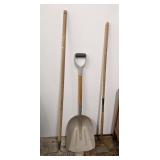 Metal rake, hoe & scoop shovel
