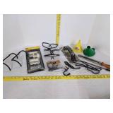 Safety glasses, funnels, hardware