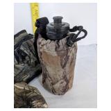 Camo hat, water bottle & bag