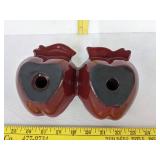 Cast iron enameled dual apple baker