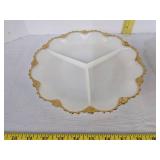 Gold trimmed milk glass egg plate & serving dish