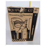 Equipment kit for wine-making & beer-making contains