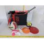 Sports bag w/water guns, tennis balls, footballs, Frisbee & more
