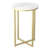 S & Co. Accent Table 15.55D Marble Round Gold Metal