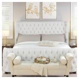 Brooklyn King Tufted Bed, Antique White - Retail: $1836.00