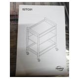 Hoobro 3 Shelf Rolling Cart, Black And Wood