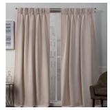 Exclusive Home Curtains Sateen Twill Woven Room Darkening Blackout Pinch Pleat Curtain Panel Pair, 108" Length, Blush