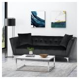 Chopline Glam Modern 3 Seater Velvet Couch Black - Retail: $1014.00