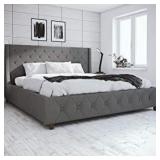 Dorel Upholstered Bed King Linen Light Grey