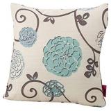LePouf Vacuum Sealed White And Blue Floral Throw Pillows, Set Of 2, 17x17.5 Inches