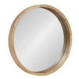 Round Wood Lipped Mirror, 20 Inches