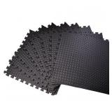 Set Of 6 Foam 24x24 Inch Interlocking Mats, Black Diamond Plate