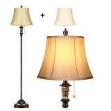Traditional Floor Lamp Gold/White