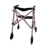 Able Life Space Saver Rollator, Lightweight Folding Mobility Rolling Walker for Seniors and Adults, 6-inch Wheels, Locking Brakes, and Padded Seat with Backrest, Regal Rose