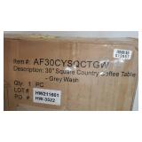 Walker Edison Modern Country Square Coffee Table Living Room Accent Ottoman Storage Shelf, 30 Inch, Grey Wash