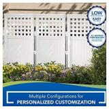 Suncast 4 Enclosure Freestanding Steel Resin Reversible Panel Outdoor Screen TRE, 4 panles (pack of 1), White