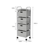 Lavish Home Portable 4 Drawer Organizer  Rolling Fabric Bin Storage Cart with Wheels and Metal Frame-for Clothes, Closet, Home, or Office (Gray)