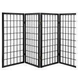 Oriental Furniture 3 ft. Tall Window Pane Shoji Screen - Black - 4 Panels