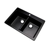 Dekor Sinks 89199Q Westwood Composite Granite Double Bowl Kitchen Sink with One Hole, 33-Inch, Black