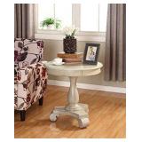 Roundhill Furniture OC0024WH Rene Round Wood Pedestal Side Table, White