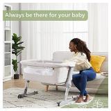 Unilove Hug Me Plus 3-in-1 Baby Bassinet, Adjustable Bedside Co Sleeper, Portable Travel Cosleeping Bed, Newborn Side Crib, Basinette, with 1.2" Firm Mattress & Air Mesh for Girl & Boy, Shadow Gray