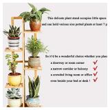 Bamboo 5 Tier 6 Potted Plant Stand Rack Multiple Flower Pot Holder Shelf Indoor Outdoor Planter Display Shelving Unit for Patio Garden Corner Balcony Living Room