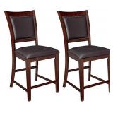 Signature Design by Ashley Collenburg 24.50" Counter Height Faux Leather Barstool, 2 Count, Dark Brown