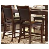 Signature Design by Ashley Collenburg 24.50" Counter Height Faux Leather Barstool, 2 Count, Dark Brown