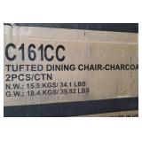 Roundhill Furniture Habit Solid Wood Tufted Parsons Charcoal Dining Chair, Set of 2