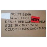 FATORRI Industrial Corner Bookshelf, 5 Tier Tall Corner Bookcase, Wood and Metal Corner Shelf Stand (Rustic Oak)